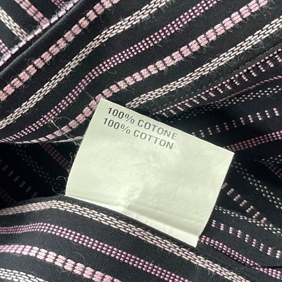 Everett Hall Dress Shirt Mens 43 17 Pink Black Striped French Cuff Made in Italy - Picture 6 of 16